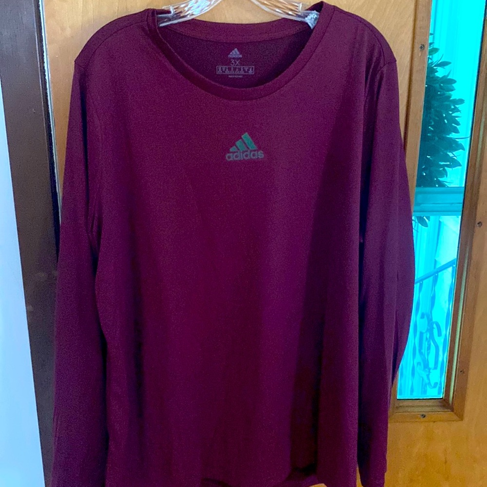Adidas Burgundy dry-fit long sleeve shirt